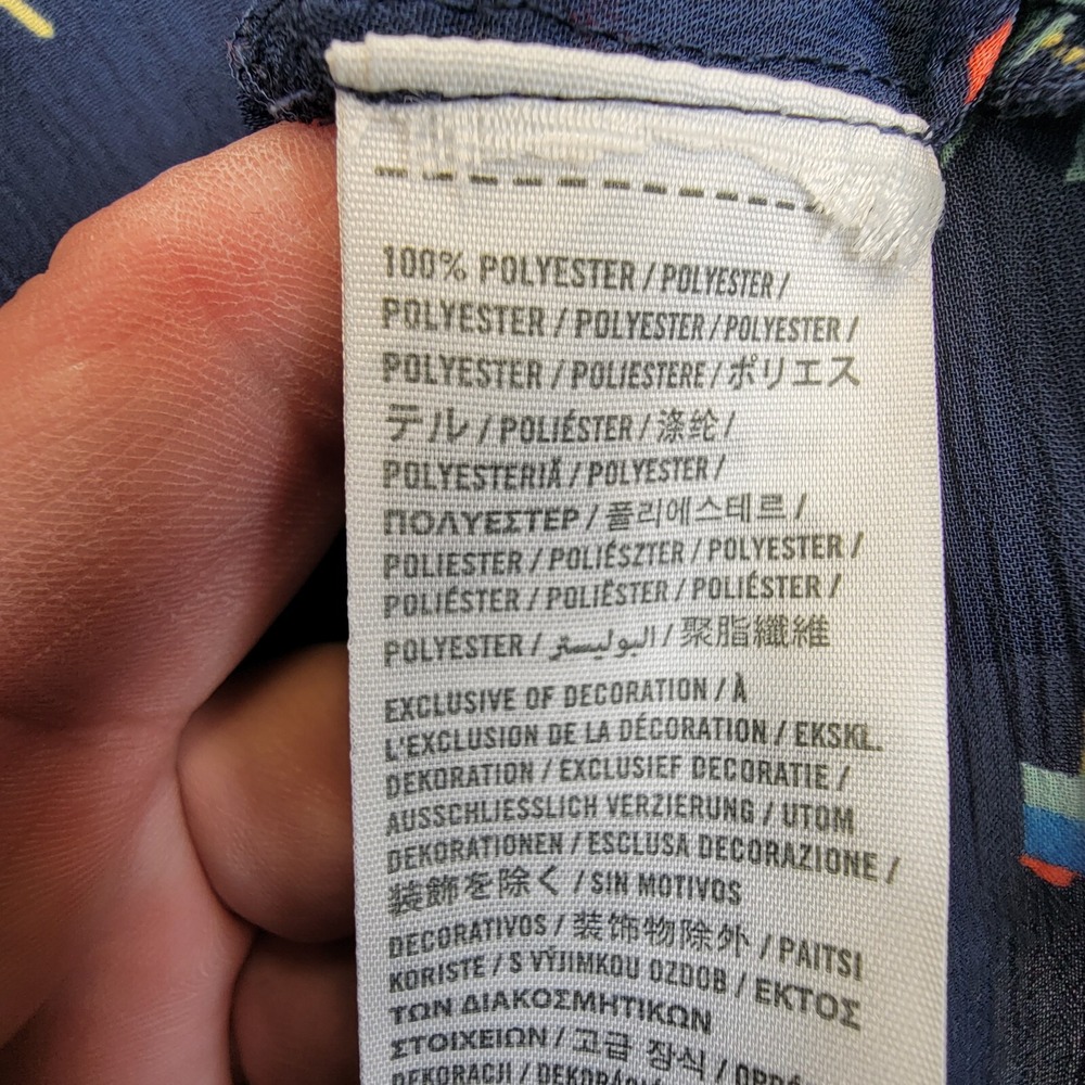 Y2K Hollister Cami Tank‎ Top Women's L Blue Sheer babydoll Novelty Print Shirt - Picture 10 of 14